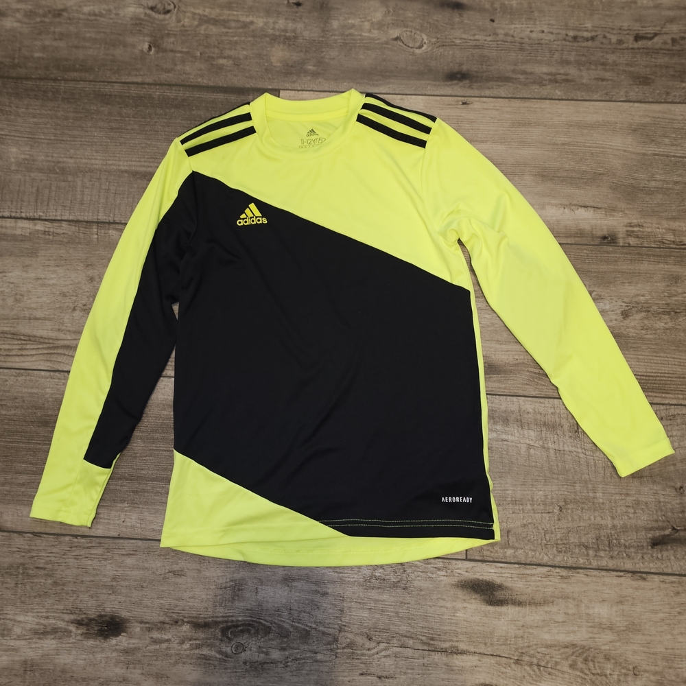 Adidas Neon Yellow and Black Long Sleeve Shirt
